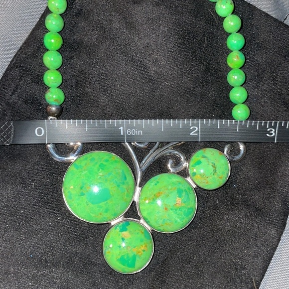 Lemon Lime Green Turquoise-Silver necklace by Jay King Gallery Collection - Picture 6 of 7
